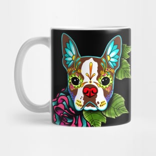 Boston Terrier in Red - Day of the Dead Sugar Skull Dog Mug